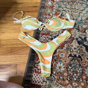 Arielle green and orange bikini